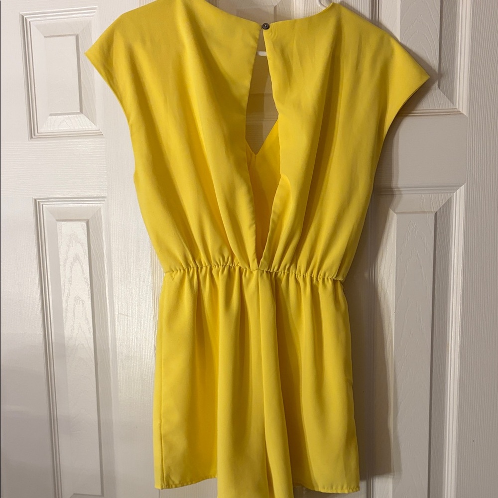 She + Sky Bright Yellow Tie-Front Romper - Picture 6 of 6